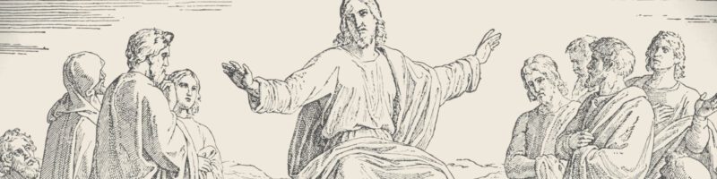 line drawing of Jesus Christ preaching to His disciples