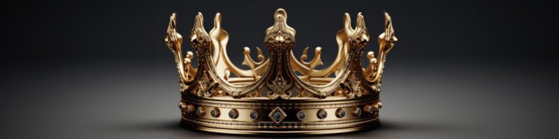 golden crown gleaming against a black background