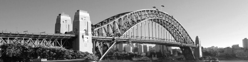 photo of sydney harbor bridge in black and white